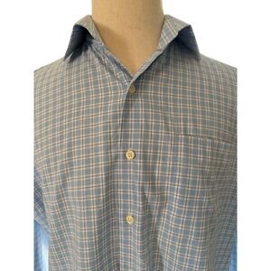 Peter Millar Mens Large Blue Plaid Button Down Long‎ Sleeve Shirt